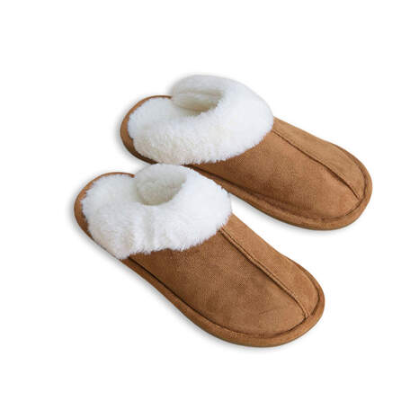 [object Object] Tohvelit tummanruskeat/luonnonvalkoiset koko 36-38